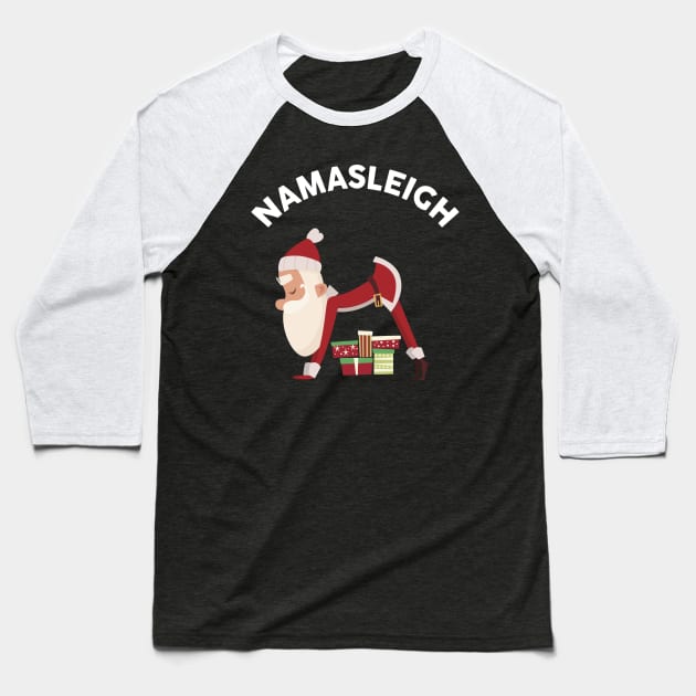 Funny Christmas Namasleigh Santa Yoga Position Gift T-Shirt Baseball T-Shirt by geekandgamerstore